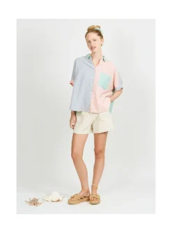 Arsene et les pipelettes Chemise Femme Mini Rayures Tri BLEUROSEVERT403 Best