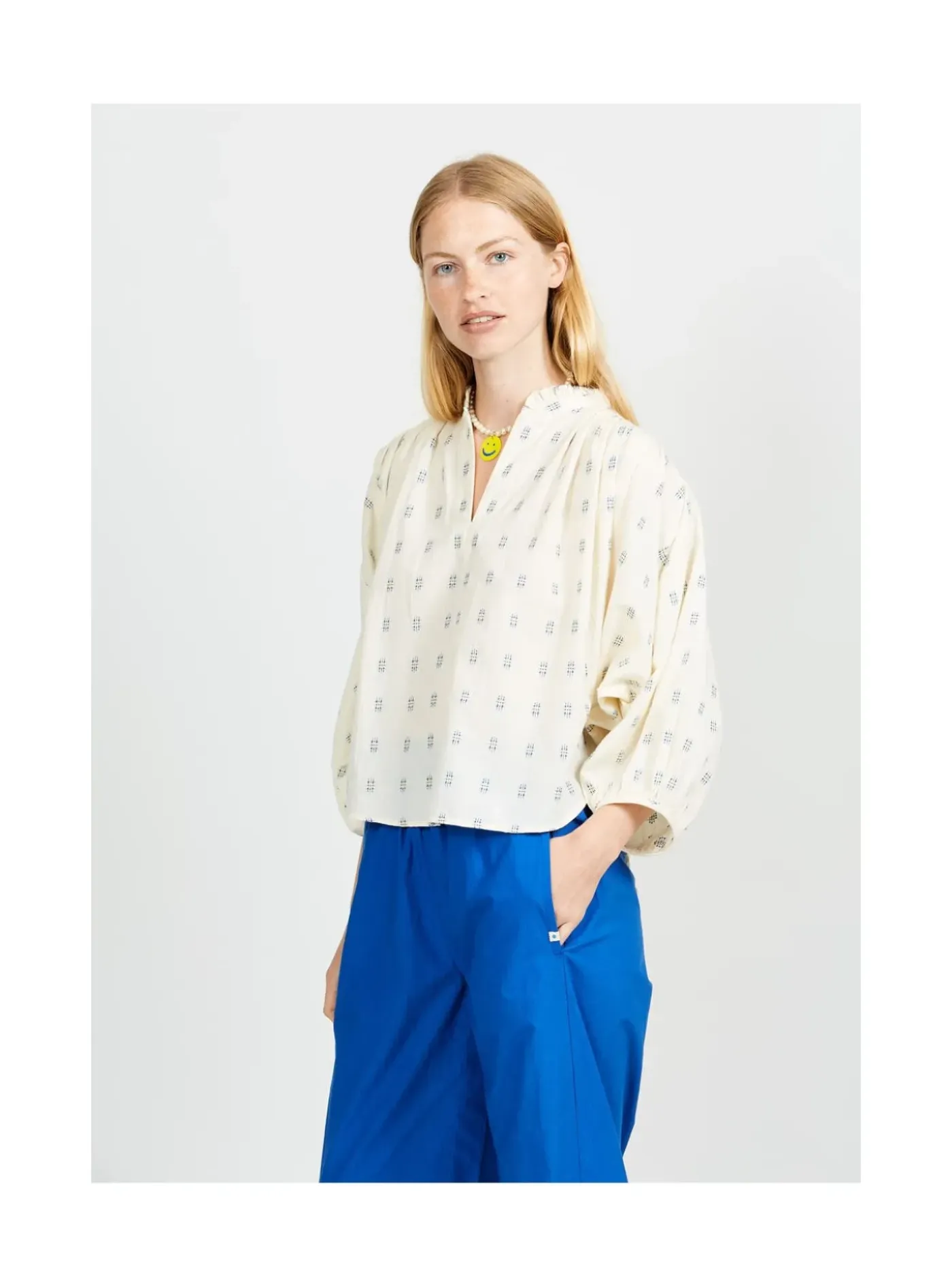 Arsene et les pipelettes Chemisier Femme Plumetis Gots BLEU4 Sale
