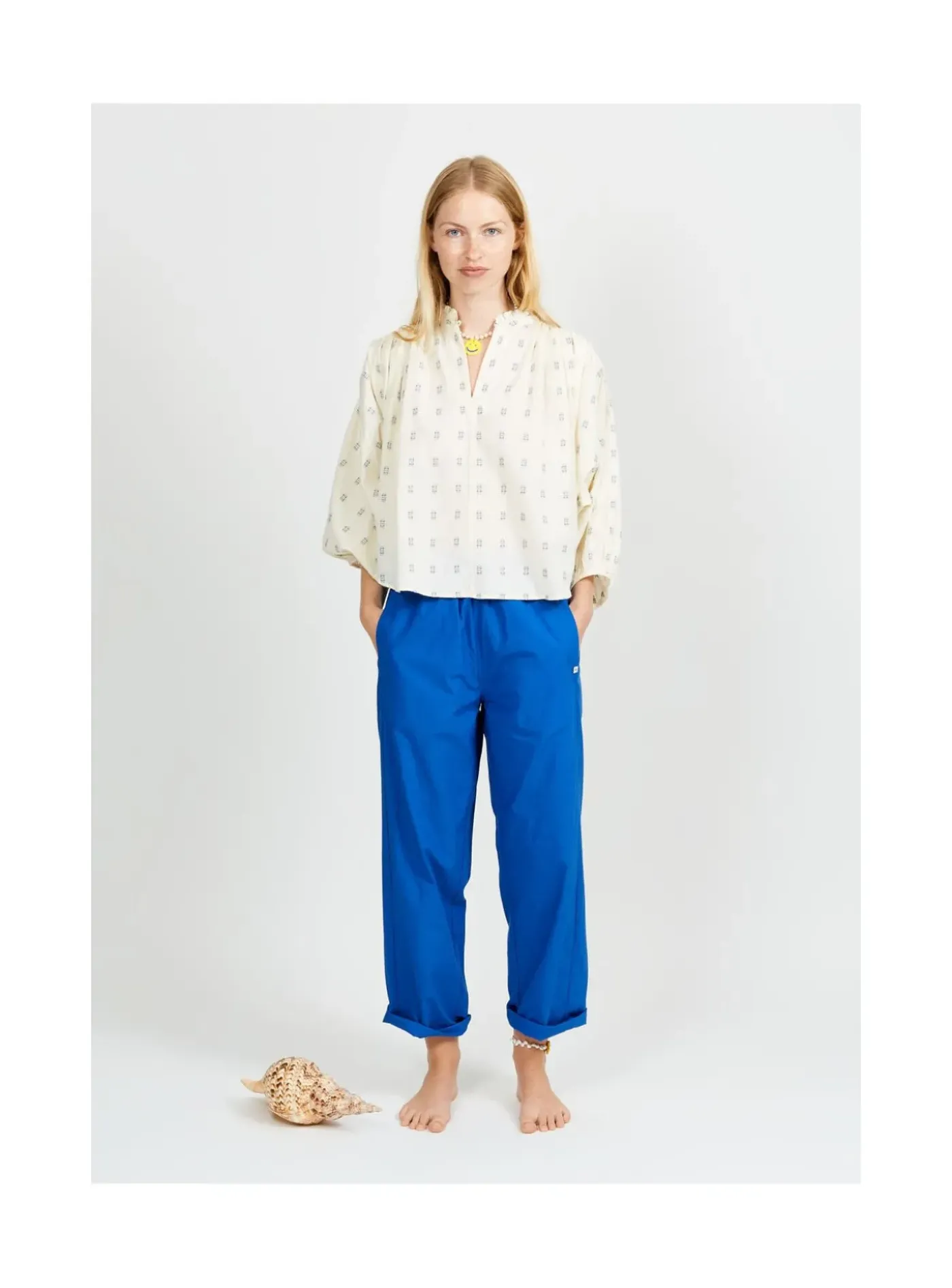 Arsene et les pipelettes Chemisier Femme Plumetis Gots BLEU4 Sale
