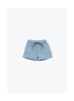 Arsene et les pipelettes Short Bébé Lin Chiné BLEU4 Sale