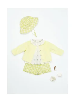 Arsene et les pipelettes Short Bébé Petits Carreaux JAUNE52 Online
