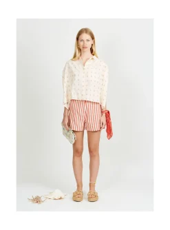 Arsene et les pipelettes Short Femme Rayures Transat ROUGE30 Online