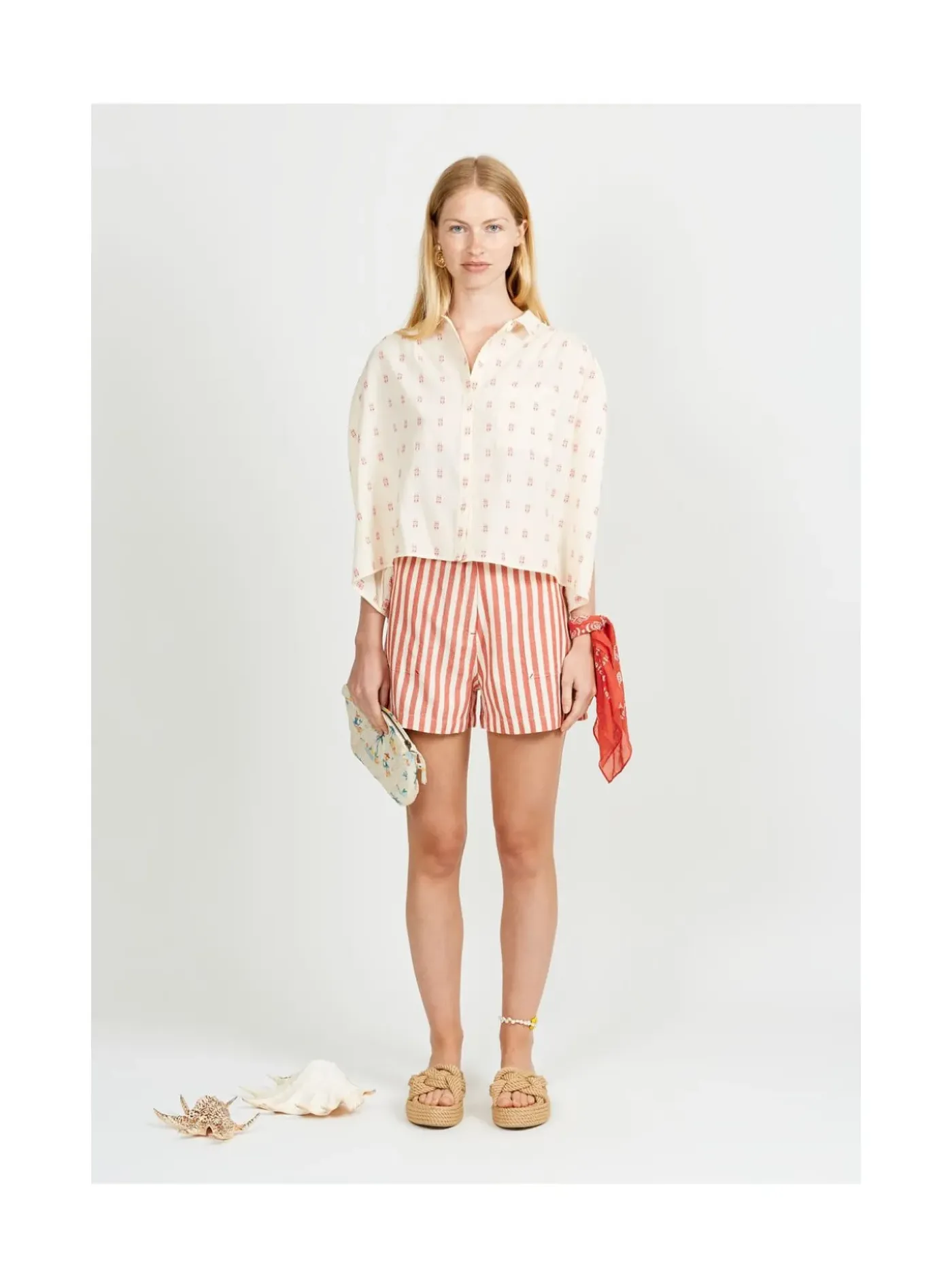 Arsene et les pipelettes Short Femme Rayures Transat ROUGE30 Online