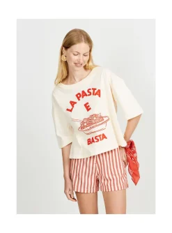 Arsene et les pipelettes T-shirt Femme Pasta E Basta ECRU12 New
