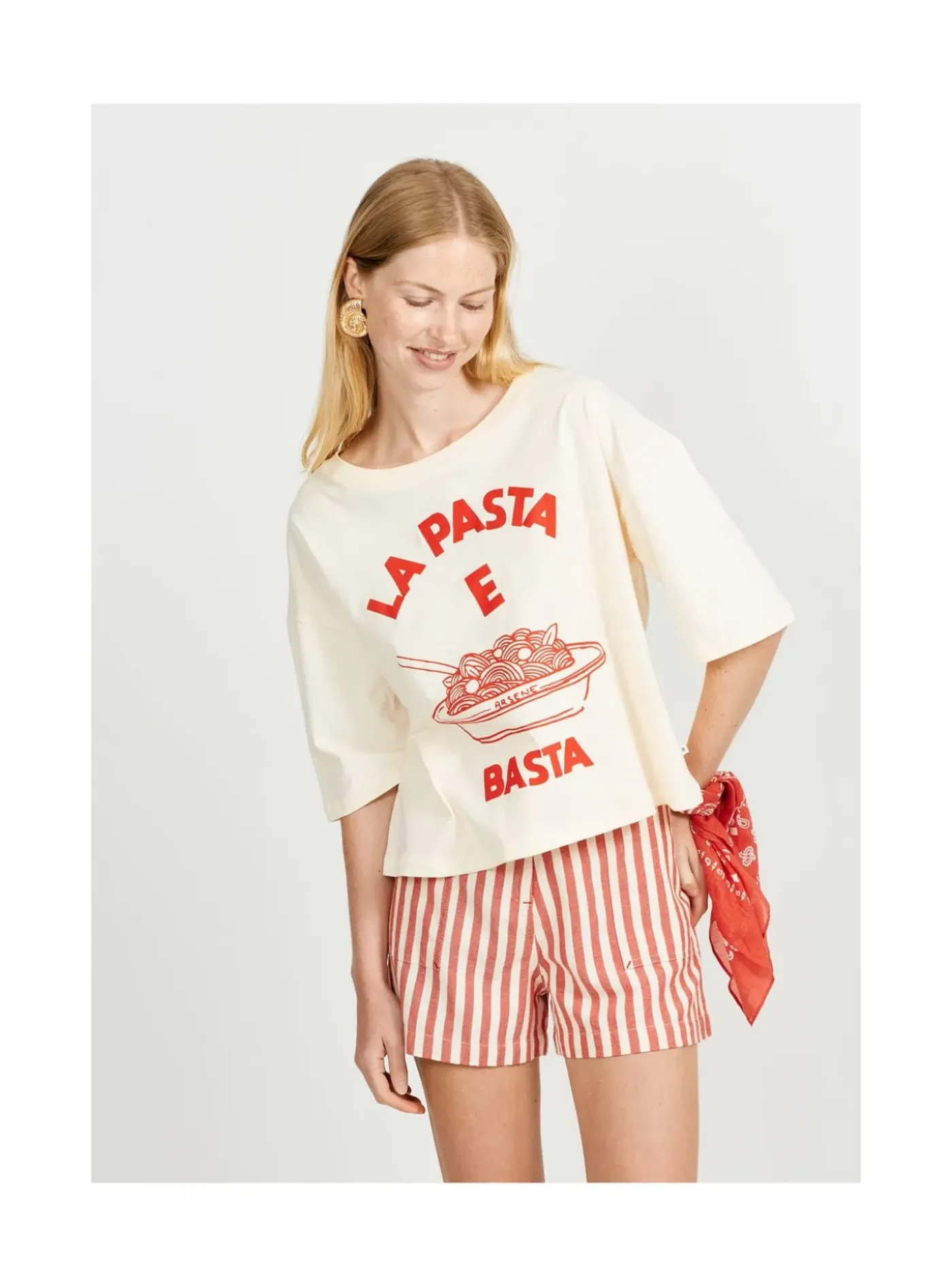 Arsene et les pipelettes T-shirt Femme Pasta E Basta ECRU12 New