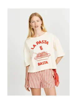 Arsene et les pipelettes T-shirt Femme Pasta E Basta ECRU12 New
