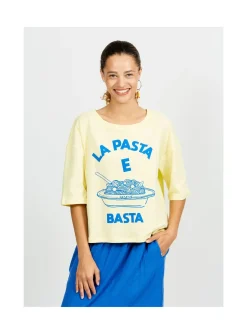 Arsene et les pipelettes T-shirt Femme Pasta E Basta JAUNE52 New