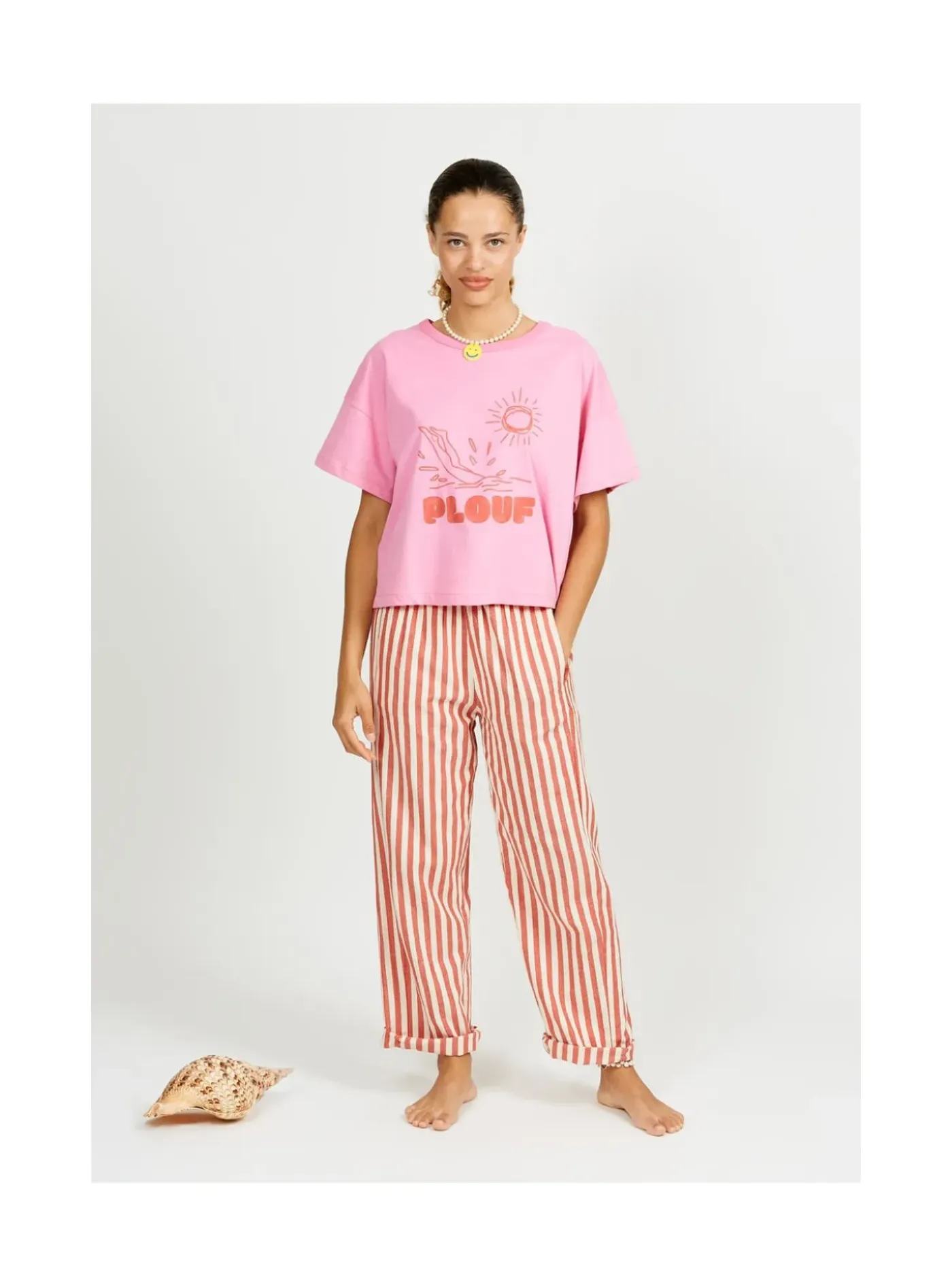 Arsene et les pipelettes T-shirt Femme Plouf ROSE13 Discount